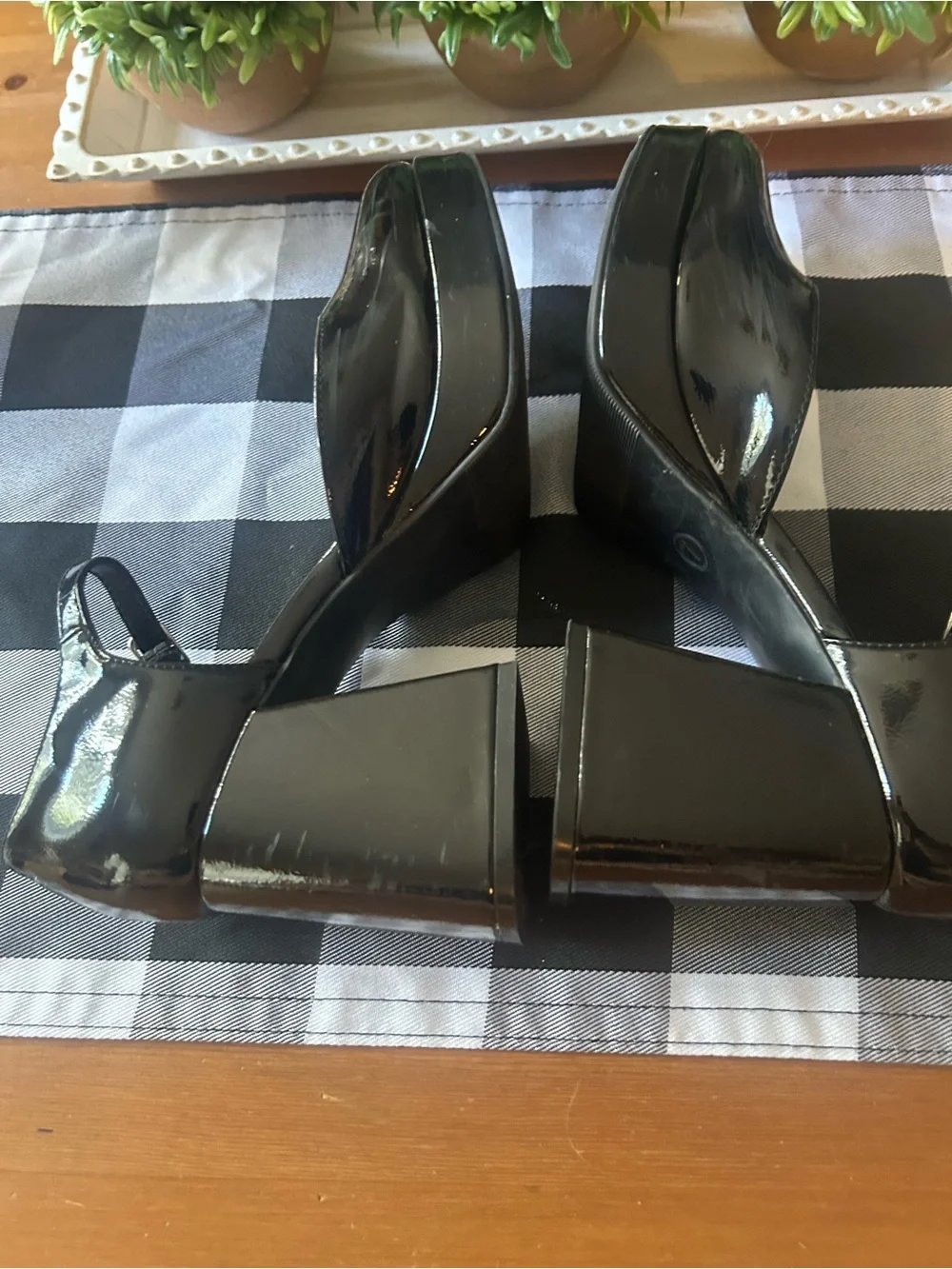 Wild Fable Darcy Mary Jane black patent platform Chunky heels 7